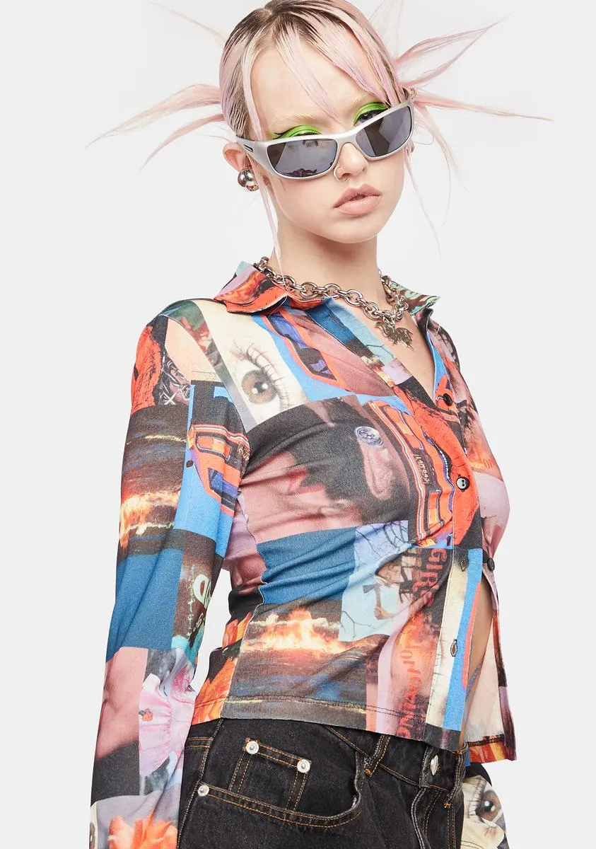Collage Print Mesh Shirt sold by Dolls Kill product image thumbnail 2