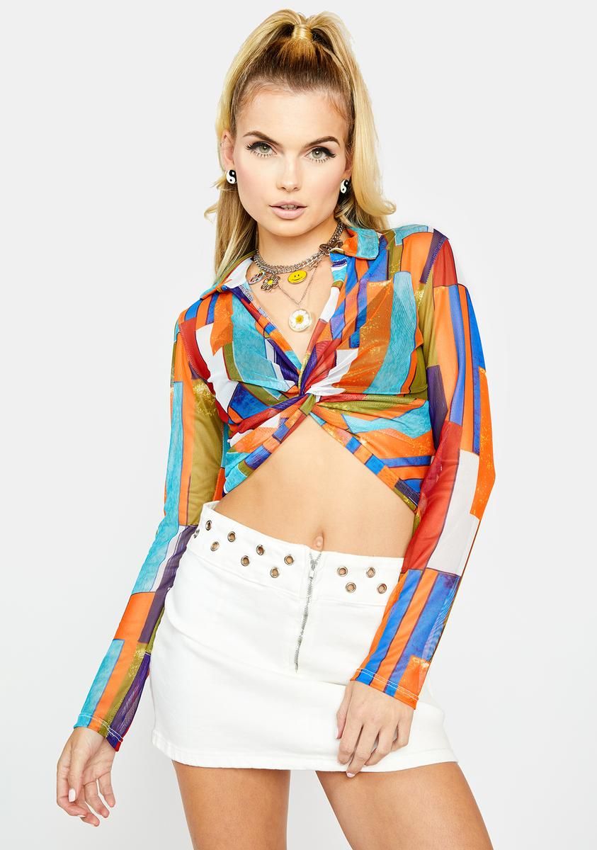 All Hung Up Abstract Print Crop Top sold by Dolls Kill