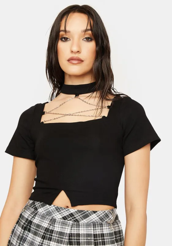 Punk Chain Chest Square Neck Top sold by Dolls Kill