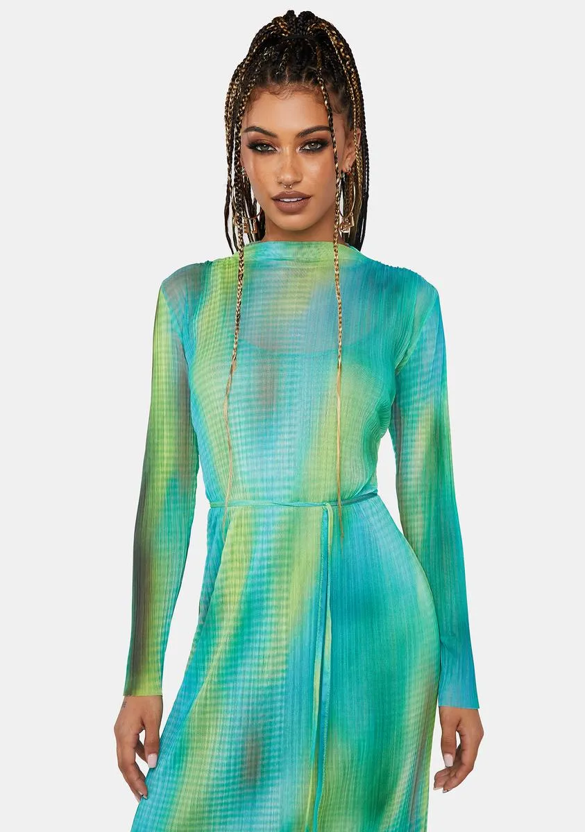 Pleated Mesh Space Blur Midi Dress sold by Dolls Kill product image thumbnail 2