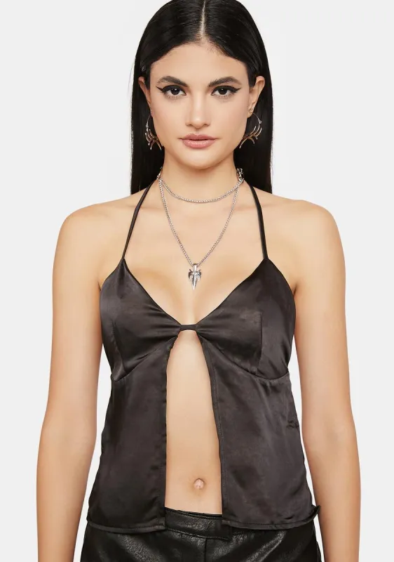 Satin Black Arun Cami Top sold by Dolls Kill