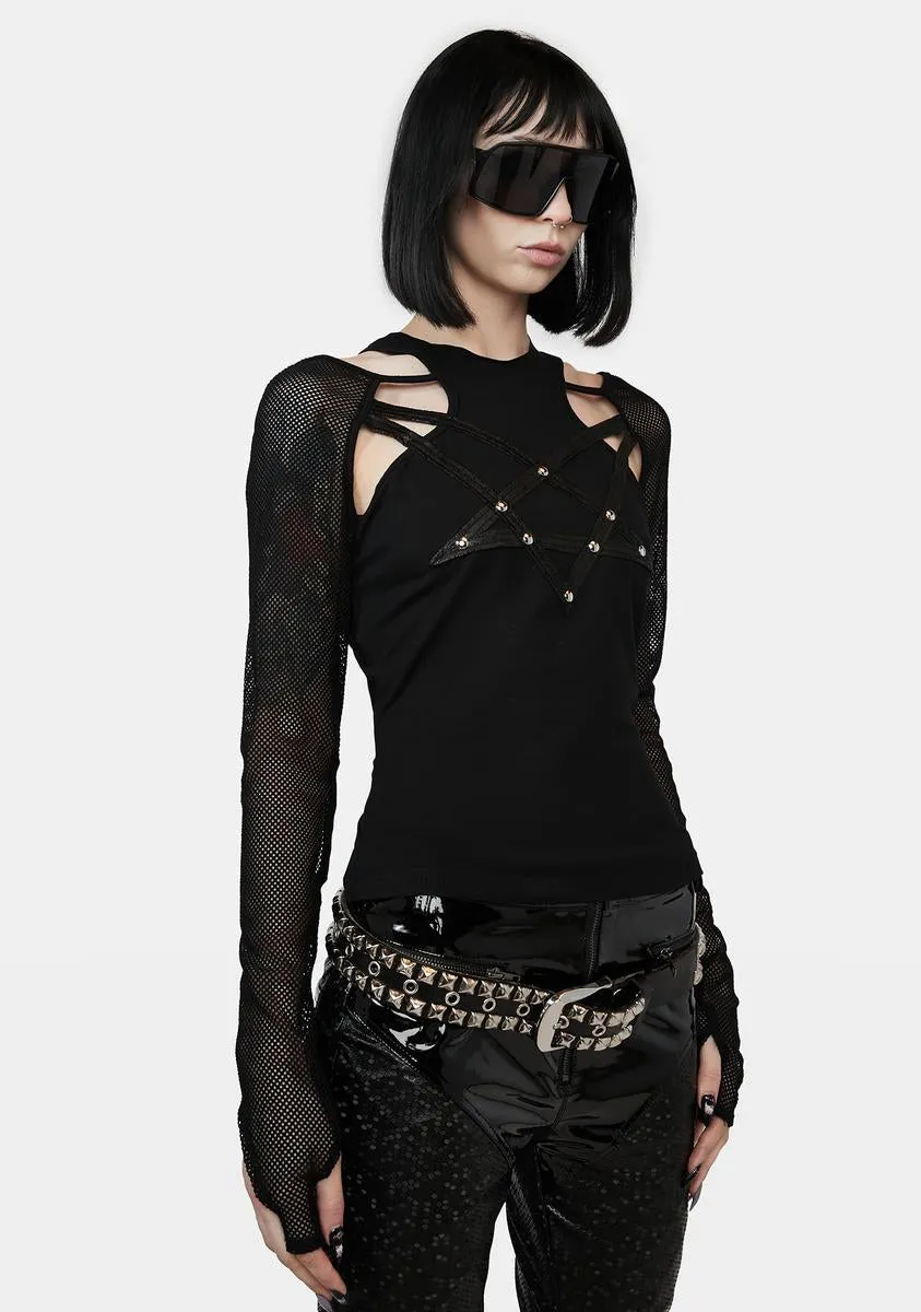 Pentagram Mesh Sleeve Top sold by Dolls Kill product image thumbnail 2
