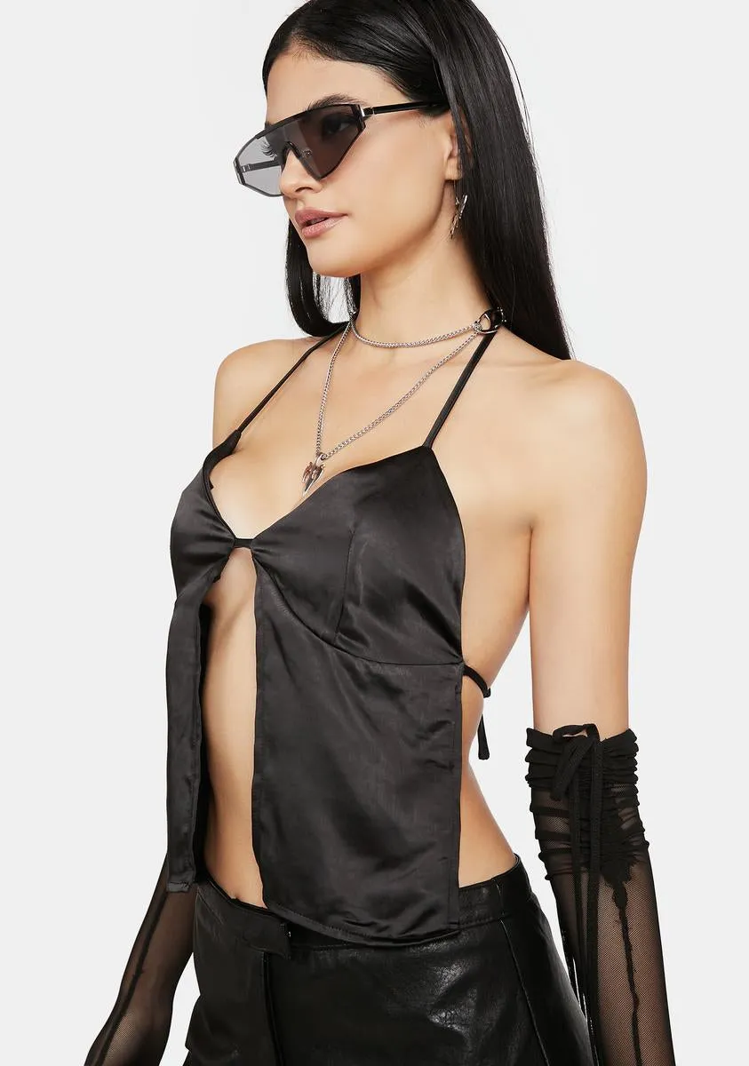 Satin Black Arun Cami Top sold by Dolls Kill product image thumbnail 2