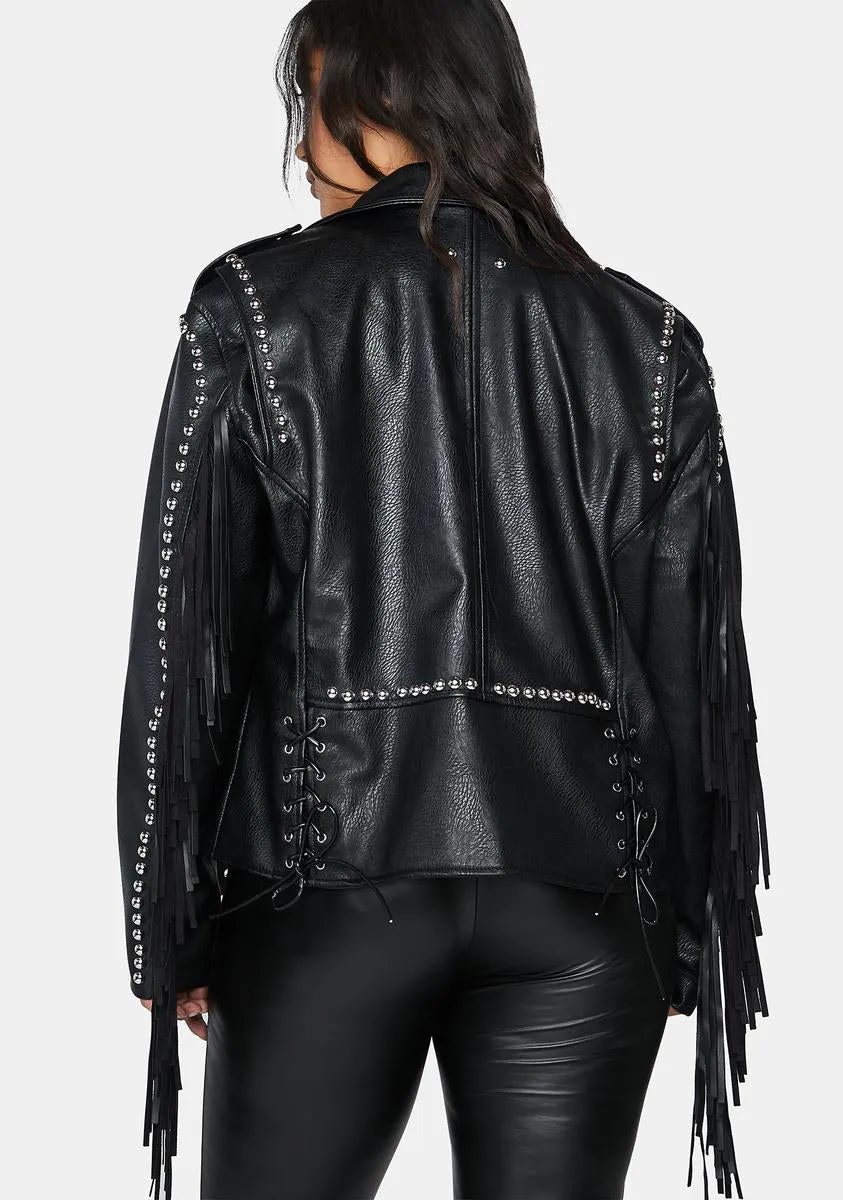 Plus Fringe Moto Jacket sold by Dolls Kill product image thumbnail 4
