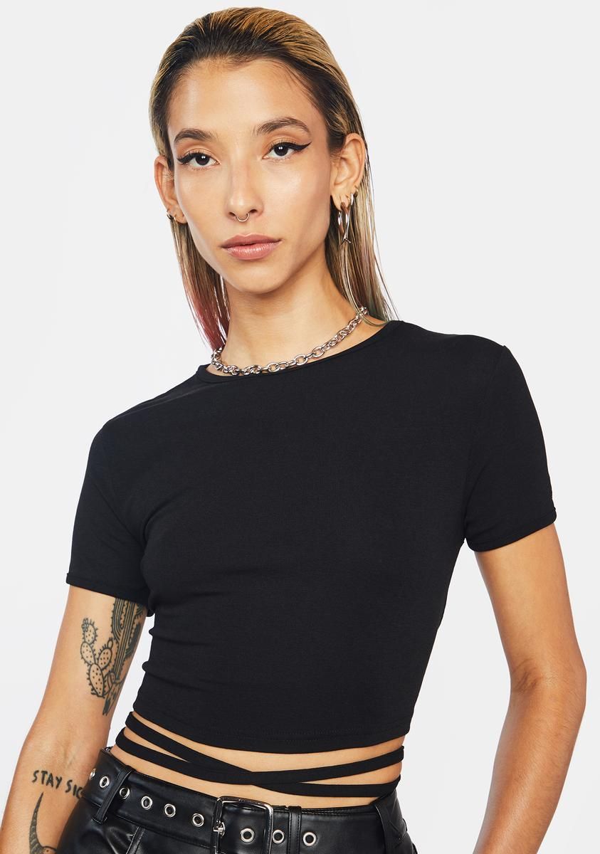 Black Colette Crop Top sold by Dolls Kill