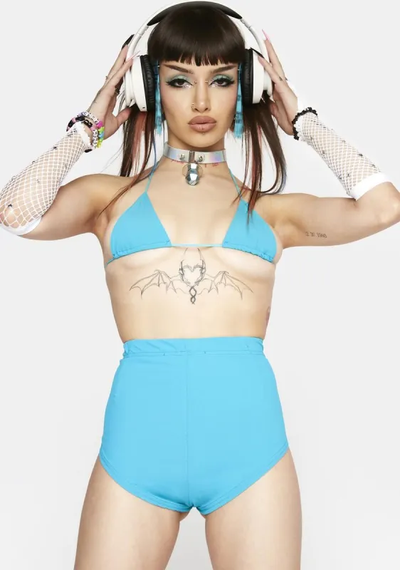 Teal Techno Stage Booty Shorts Set sold by Dolls Kill