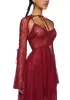 Fairydust Chronicles Lace Dress & Shrug Set- Burgundy sold by Dolls Kill
