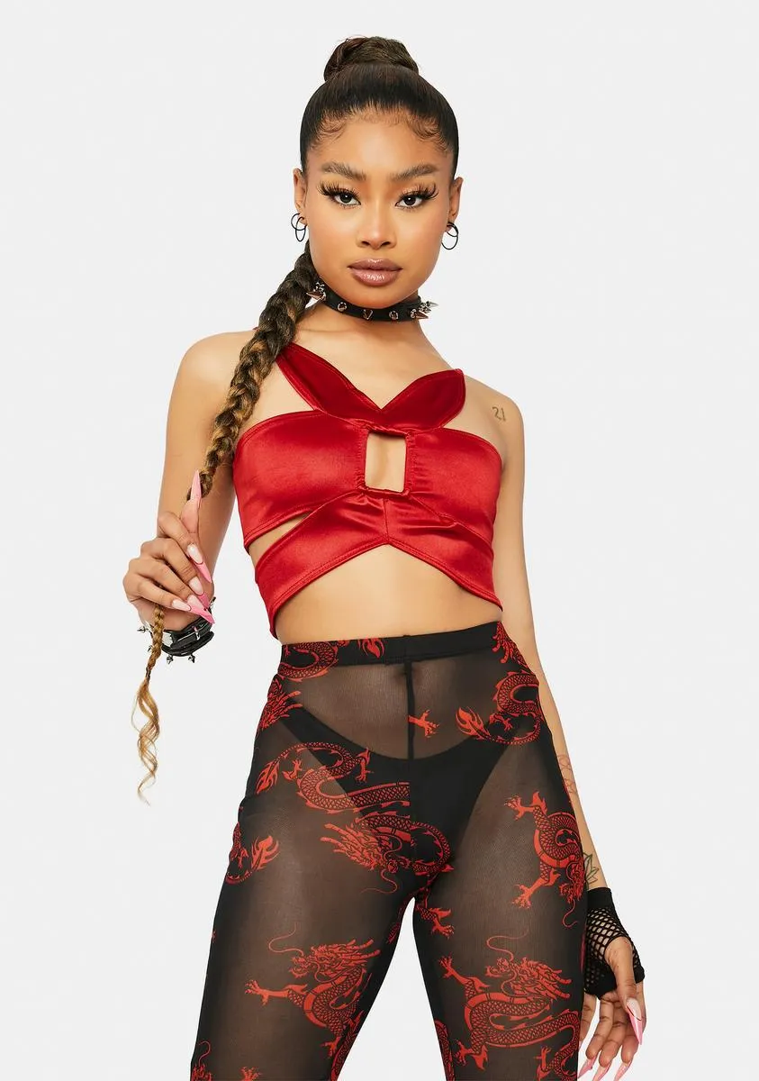 Scarlet Dark Bloom Cutout Crop Top sold by Dolls Kill