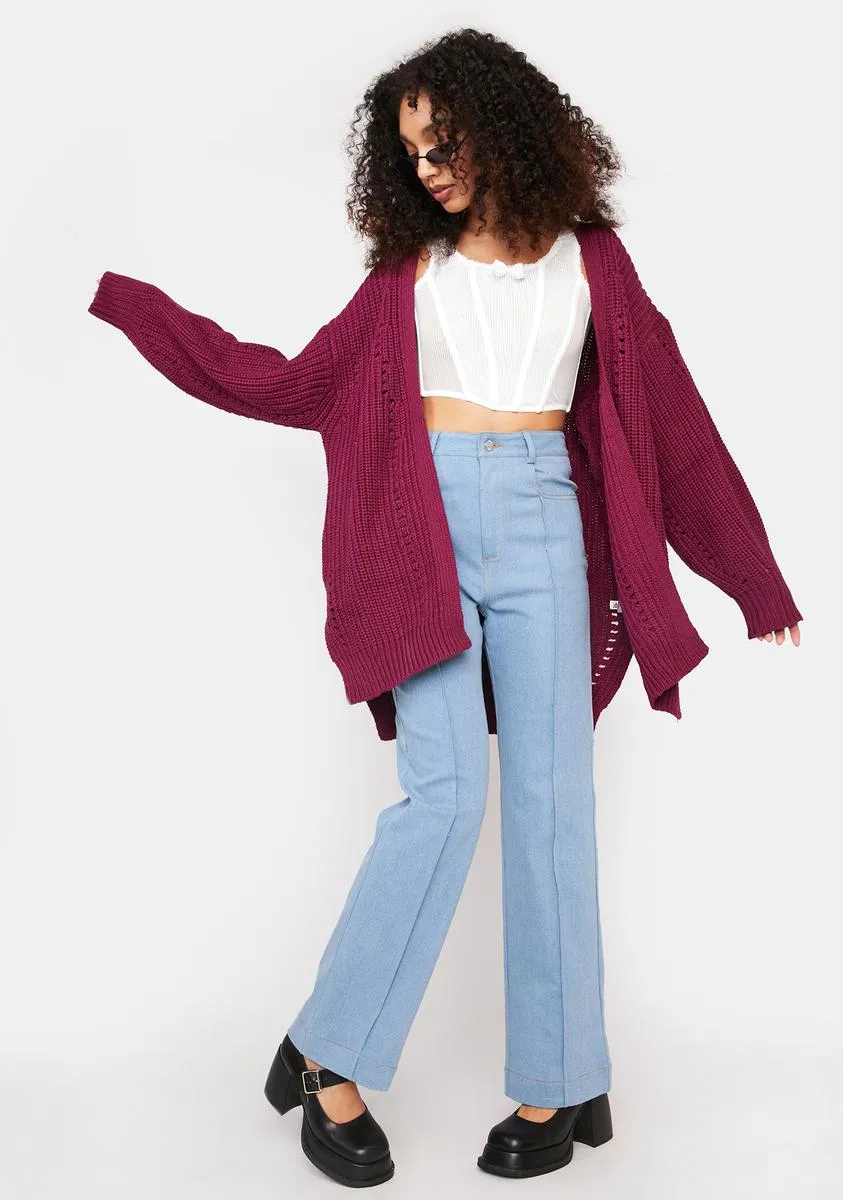 Merlot Sweet Day Knit Cardigan sold by Dolls Kill product image thumbnail 3