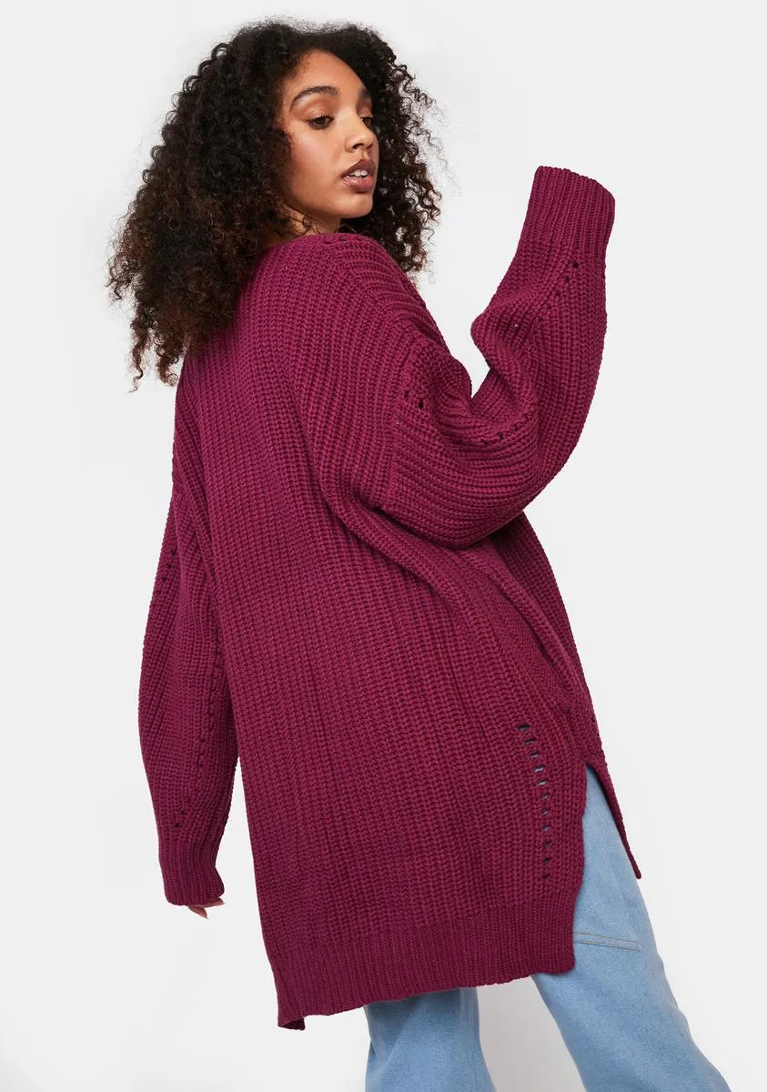 Merlot Sweet Day Knit Cardigan sold by Dolls Kill product image thumbnail 4