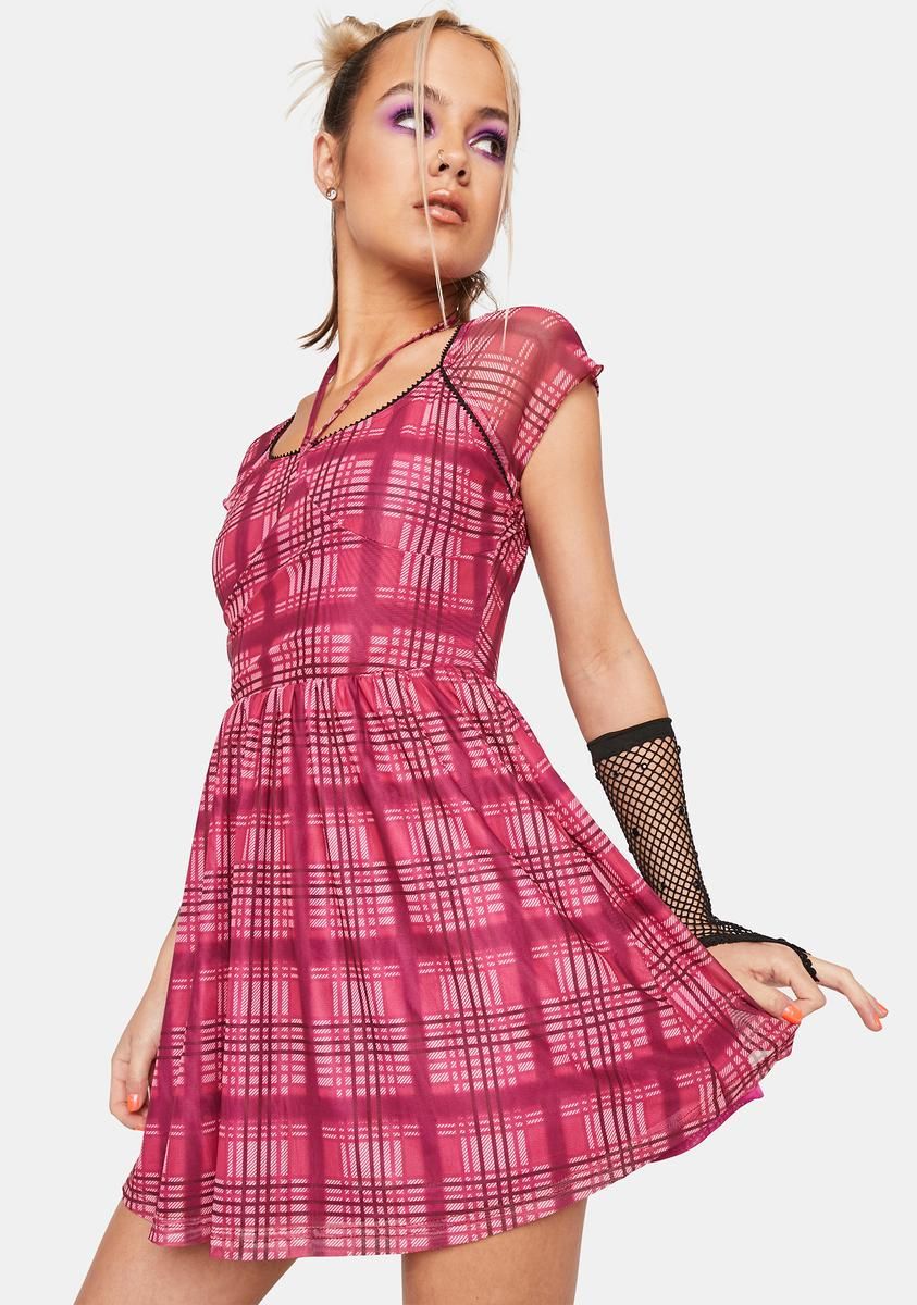 Magenta Dream Maker Plaid Dress sold by Dolls Kill product image thumbnail 2