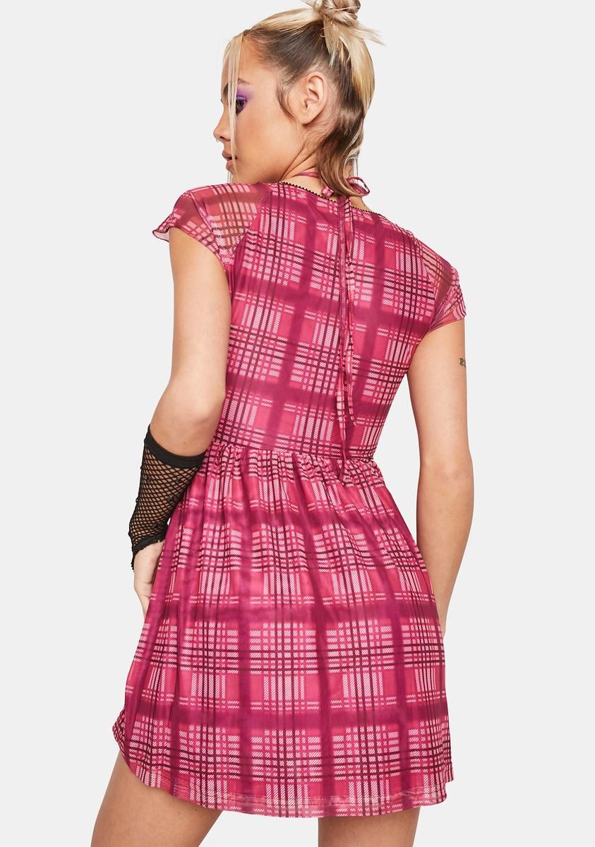 Magenta Dream Maker Plaid Dress sold by Dolls Kill product image thumbnail 3