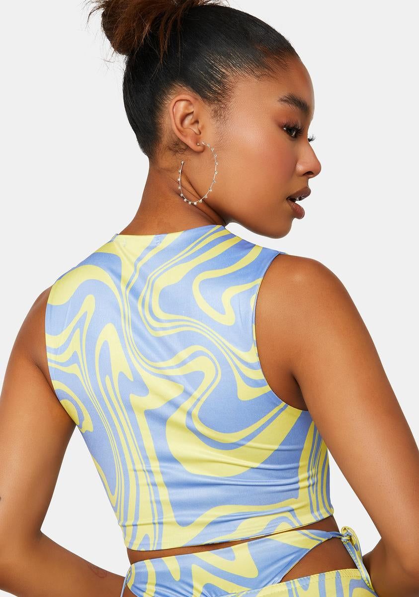 Swirl Printed Plunge Crop Top sold by Dolls Kill product image thumbnail 4