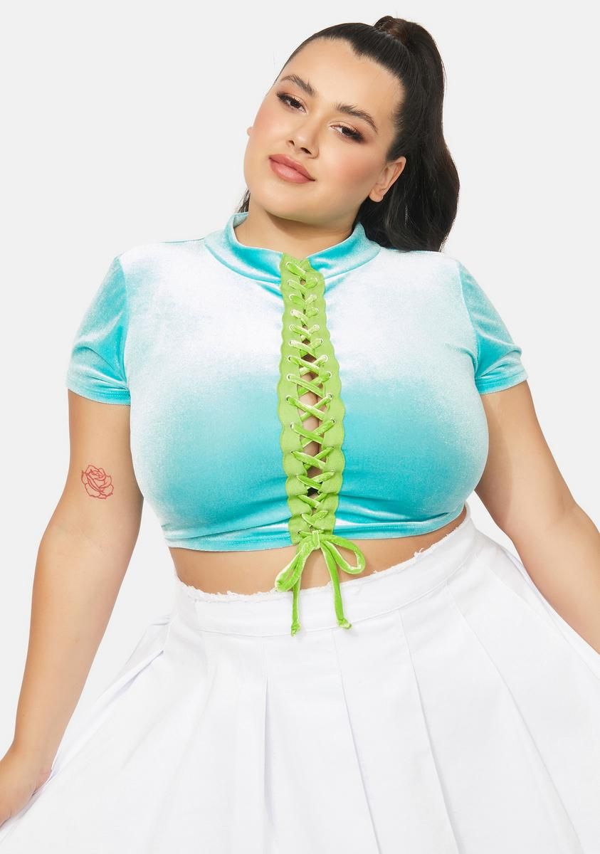 Plus Sky Modern Angel Velour Crop Top sold by Dolls Kill