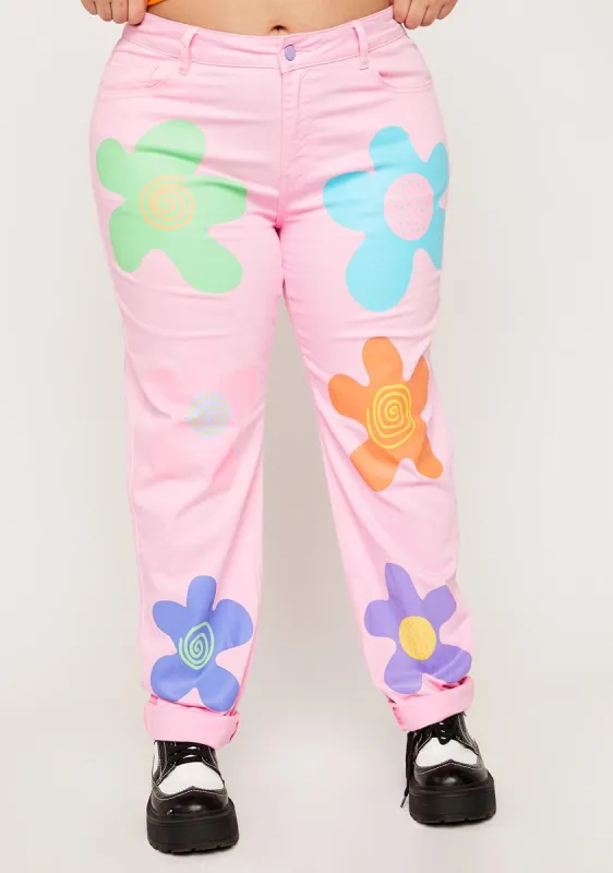 Plus Flower Power Mom Jeans sold by Dolls Kill