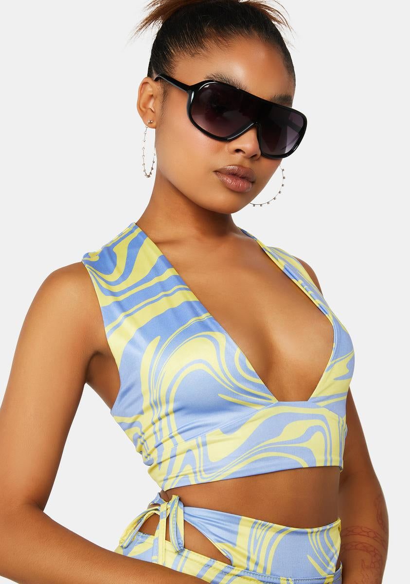 Swirl Printed Plunge Crop Top sold by Dolls Kill product image thumbnail 3