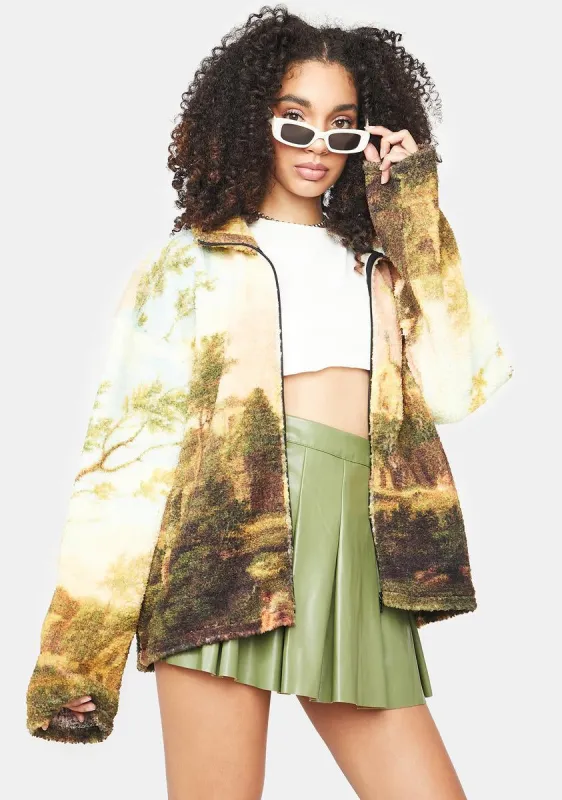Borg Scenic Zip Up Jacket sold by Dolls Kill