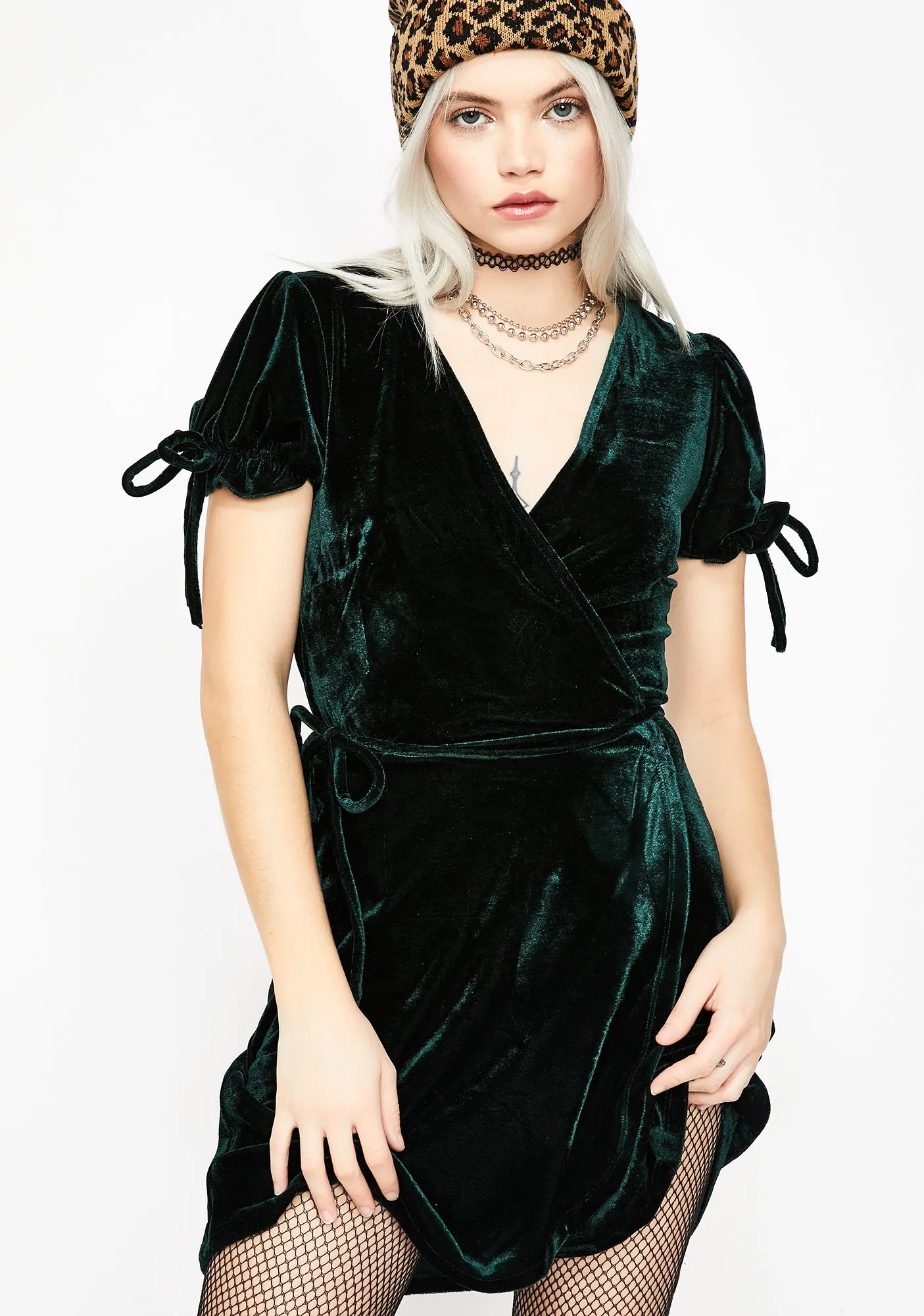 Lucky Chance Velour Wrap Dress sold by Dolls Kill