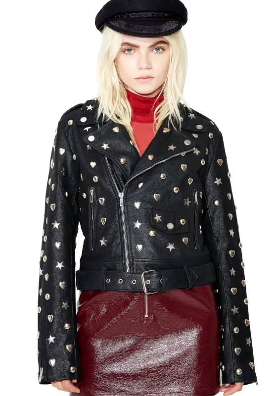 Stars N' Hearts Leather Jacket sold by Dolls Kill