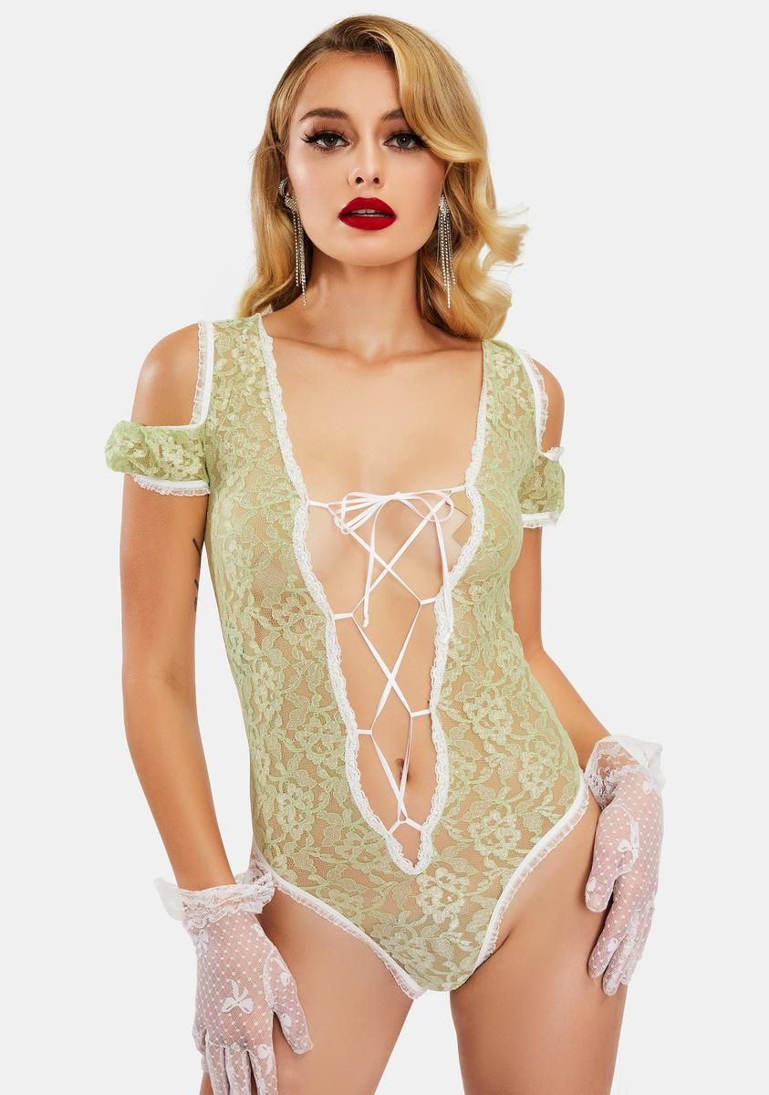 Green Floate Lace Teddy sold by Dolls Kill