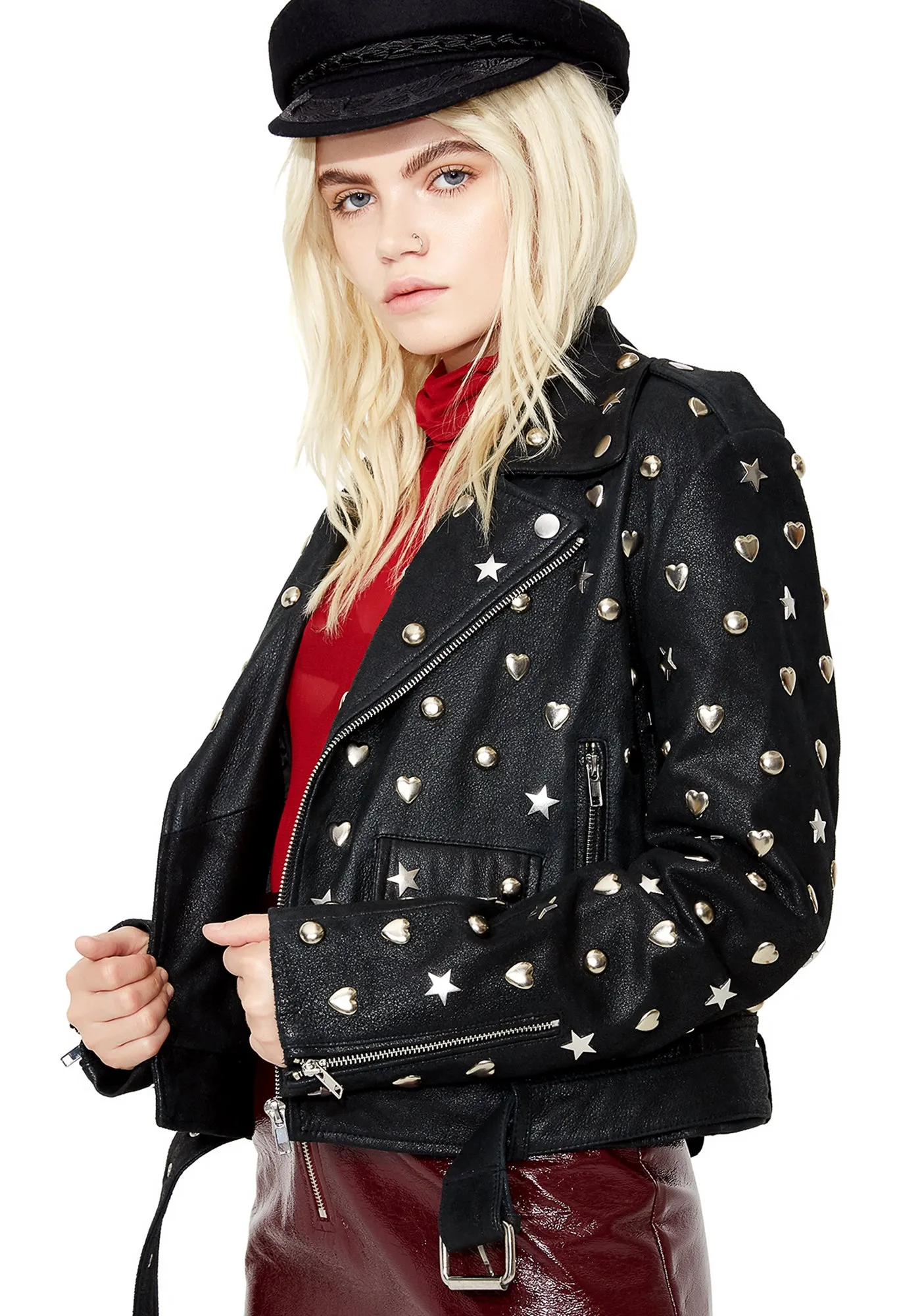 Stars N' Hearts Leather Jacket sold by Dolls Kill product image thumbnail 2