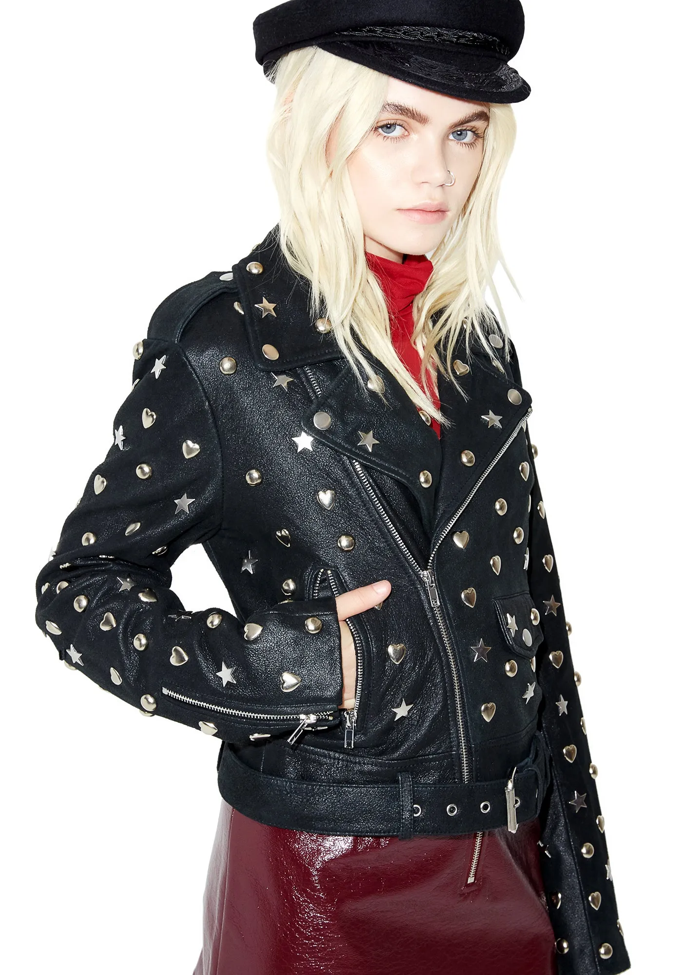 Stars N' Hearts Leather Jacket sold by Dolls Kill product image thumbnail 3