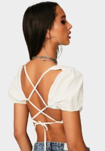 Allure Lace Up Crop Top sold by Dolls Kill