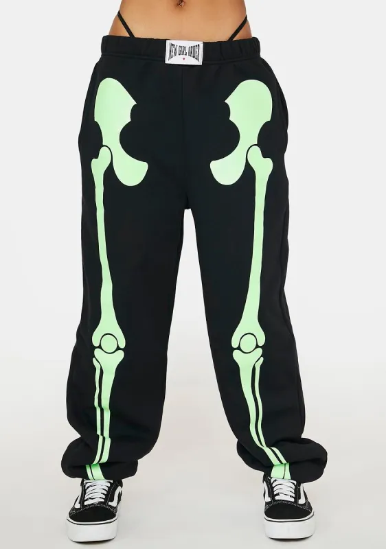 Glitter Skeleton Joggers sold by Dolls Kill