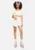 Ivory Hot N Cold Puff Sleeve Ruffle Mini Skirt Set sold by Dolls Kill