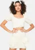 Ivory Hot N Cold Puff Sleeve Ruffle Mini Skirt Set sold by Dolls Kill