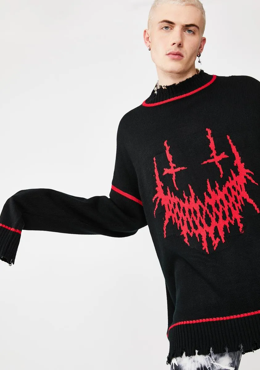 Evil Smile Oversized Knit Sweater sold by Dolls Kill product image thumbnail 4