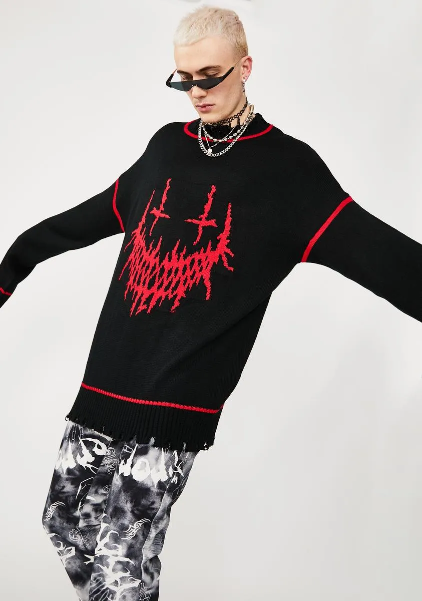 Evil Smile Oversized Knit Sweater sold by Dolls Kill product image thumbnail 2