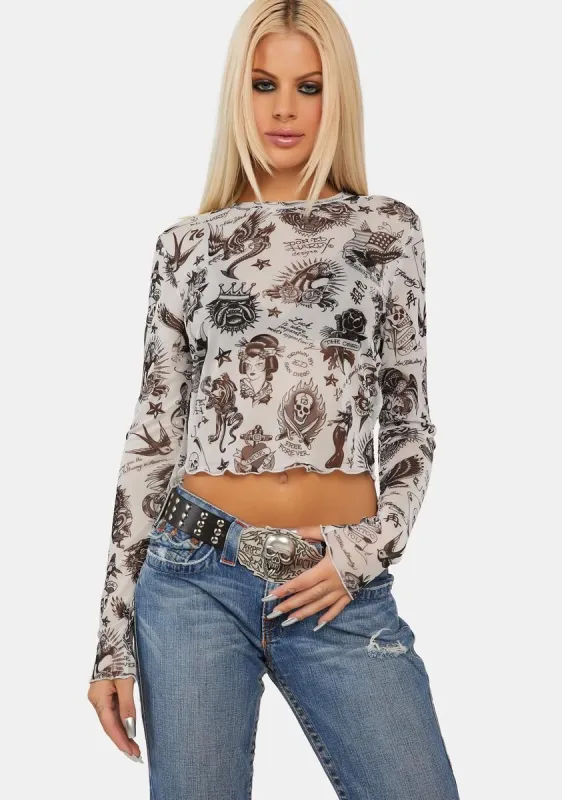 Flashboard L/S Power Mesh Top sold by Dolls Kill