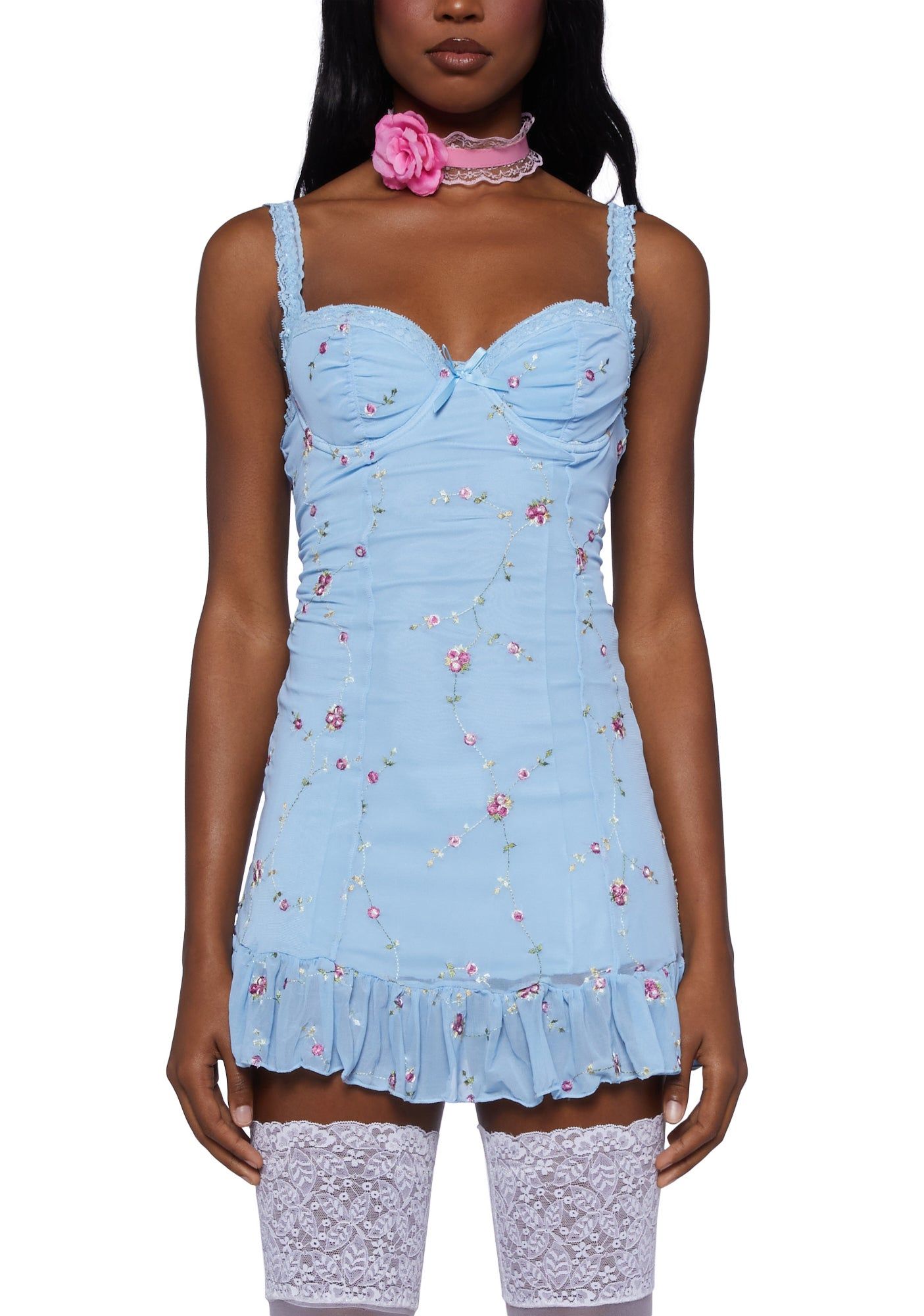 I'm Baby Mini Slip Dress- Blue sold by Dolls Kill product image thumbnail 5