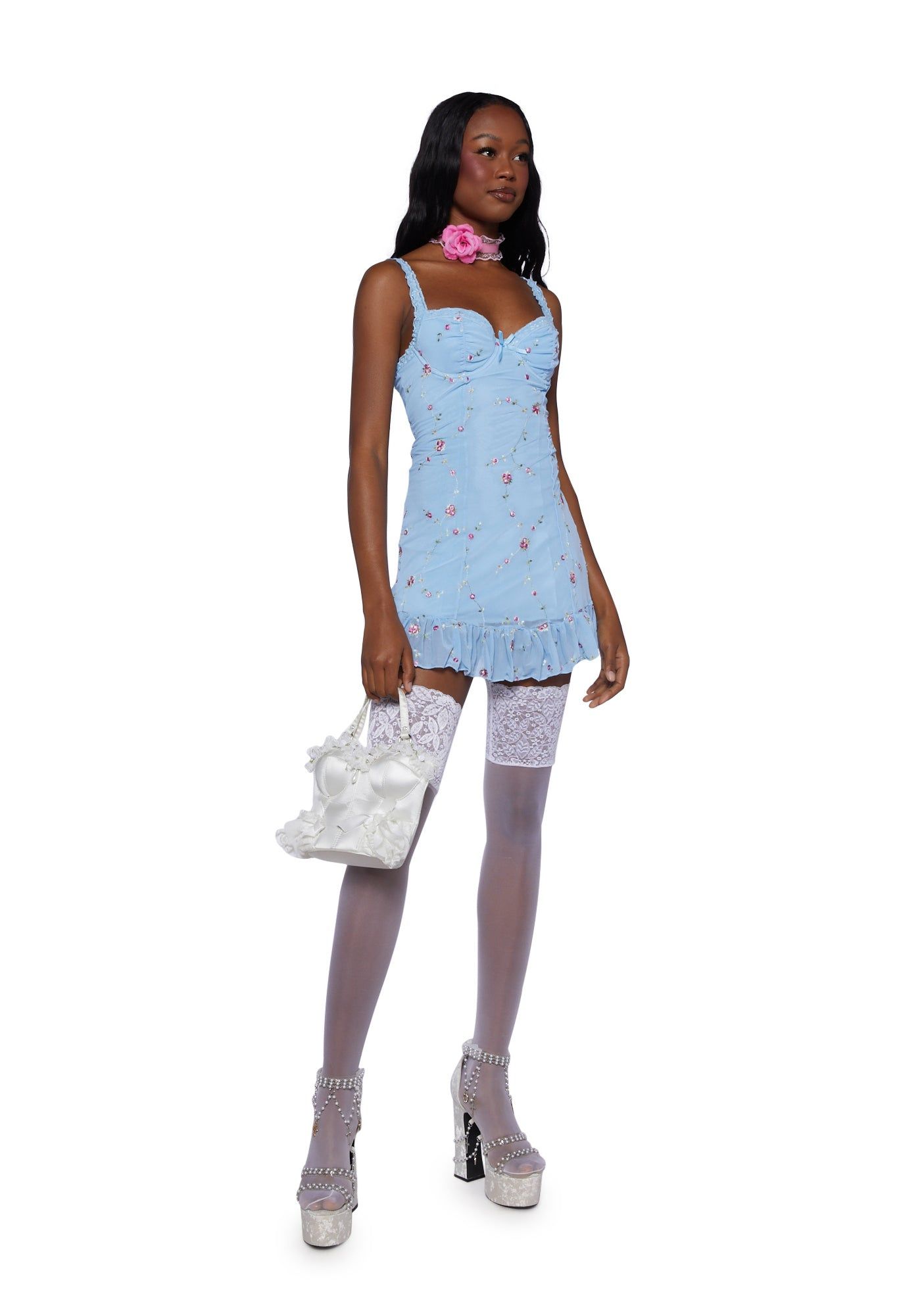 I'm Baby Mini Slip Dress- Blue sold by Dolls Kill product image thumbnail 2