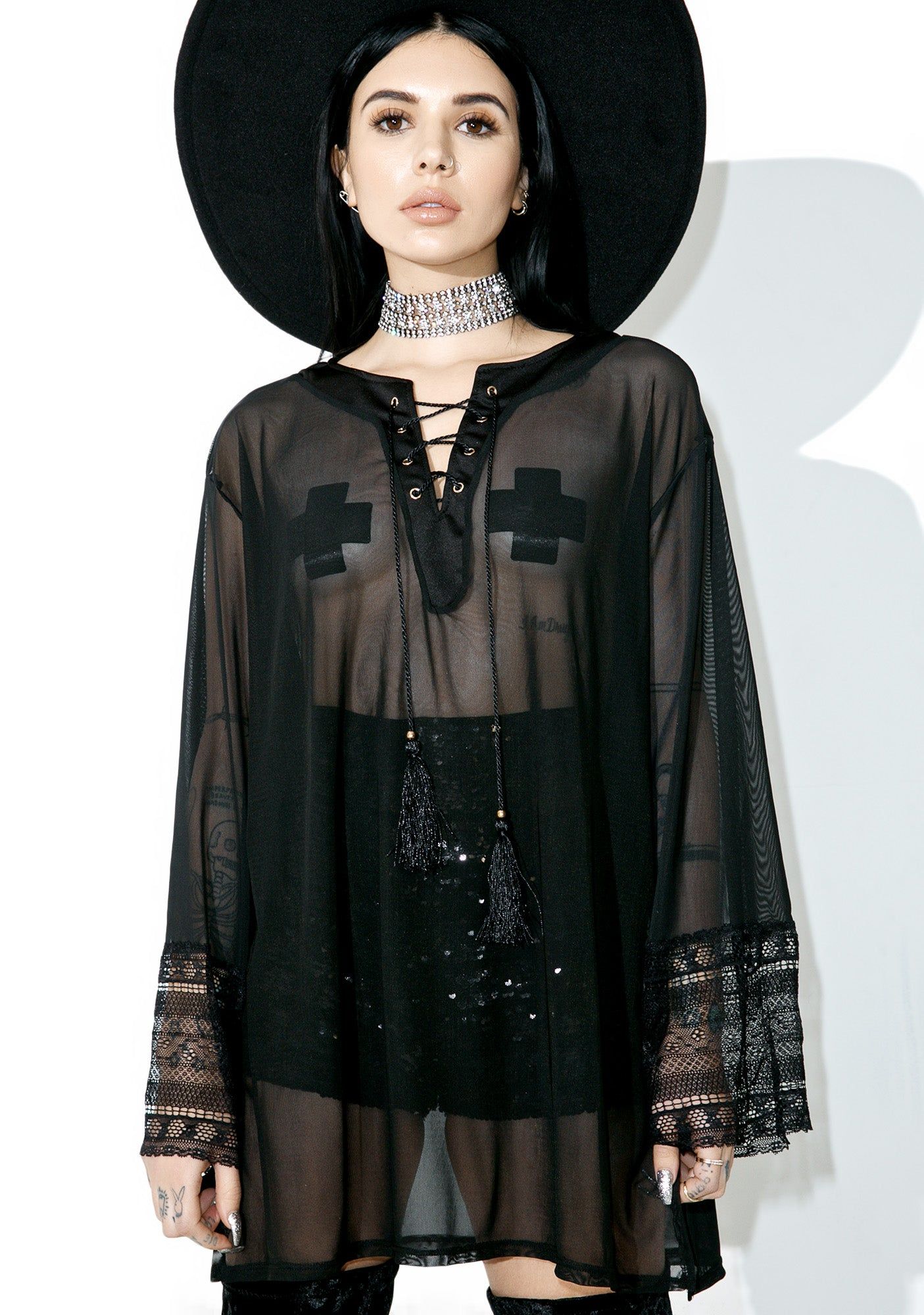 Obsidian Sheer Tunic sold by Dolls Kill product image thumbnail 5