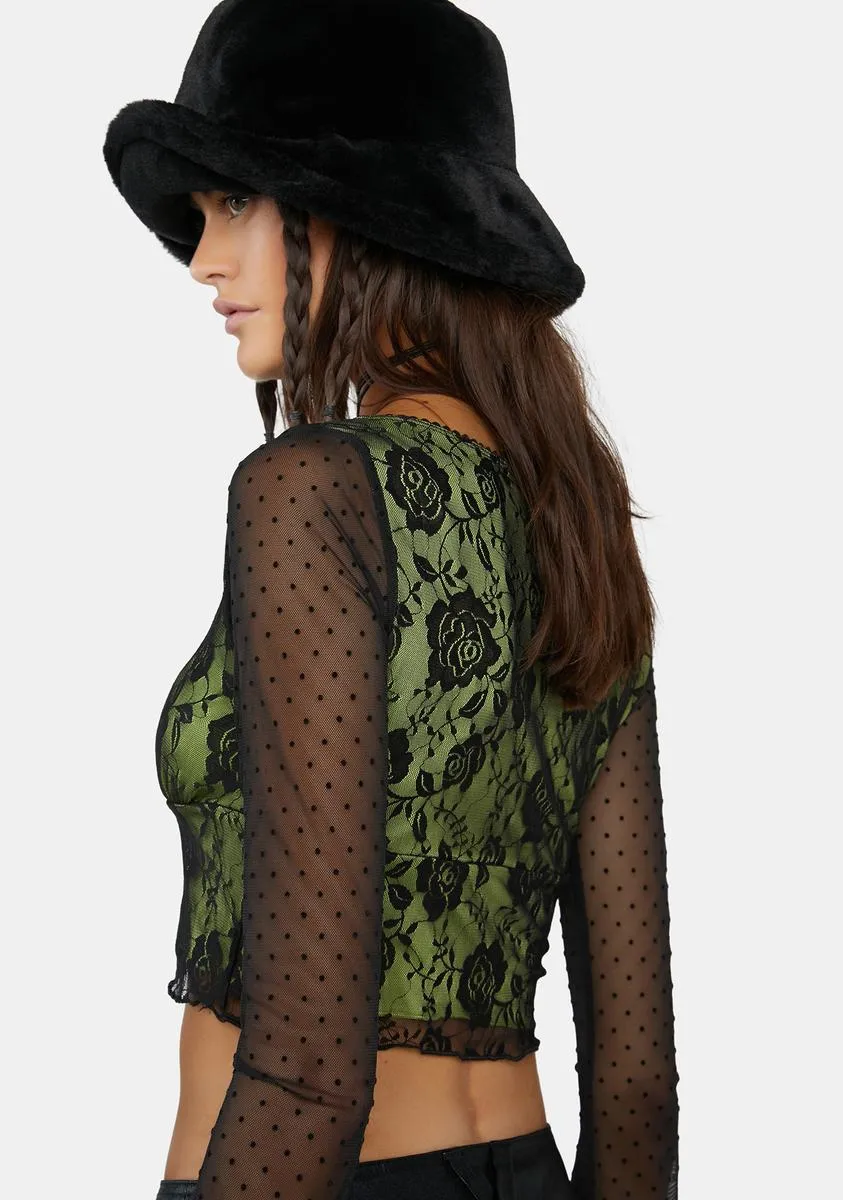 Off The Path Long Sleeve Crop Top sold by Dolls Kill product image thumbnail 4