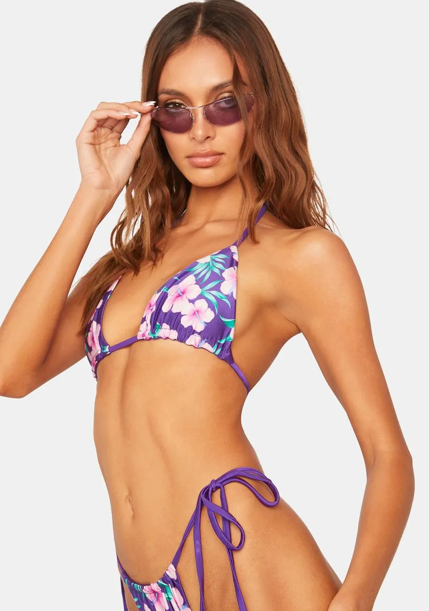 Purple Hibiscus Tia Bikini Top sold by Dolls Kill product image thumbnail 2