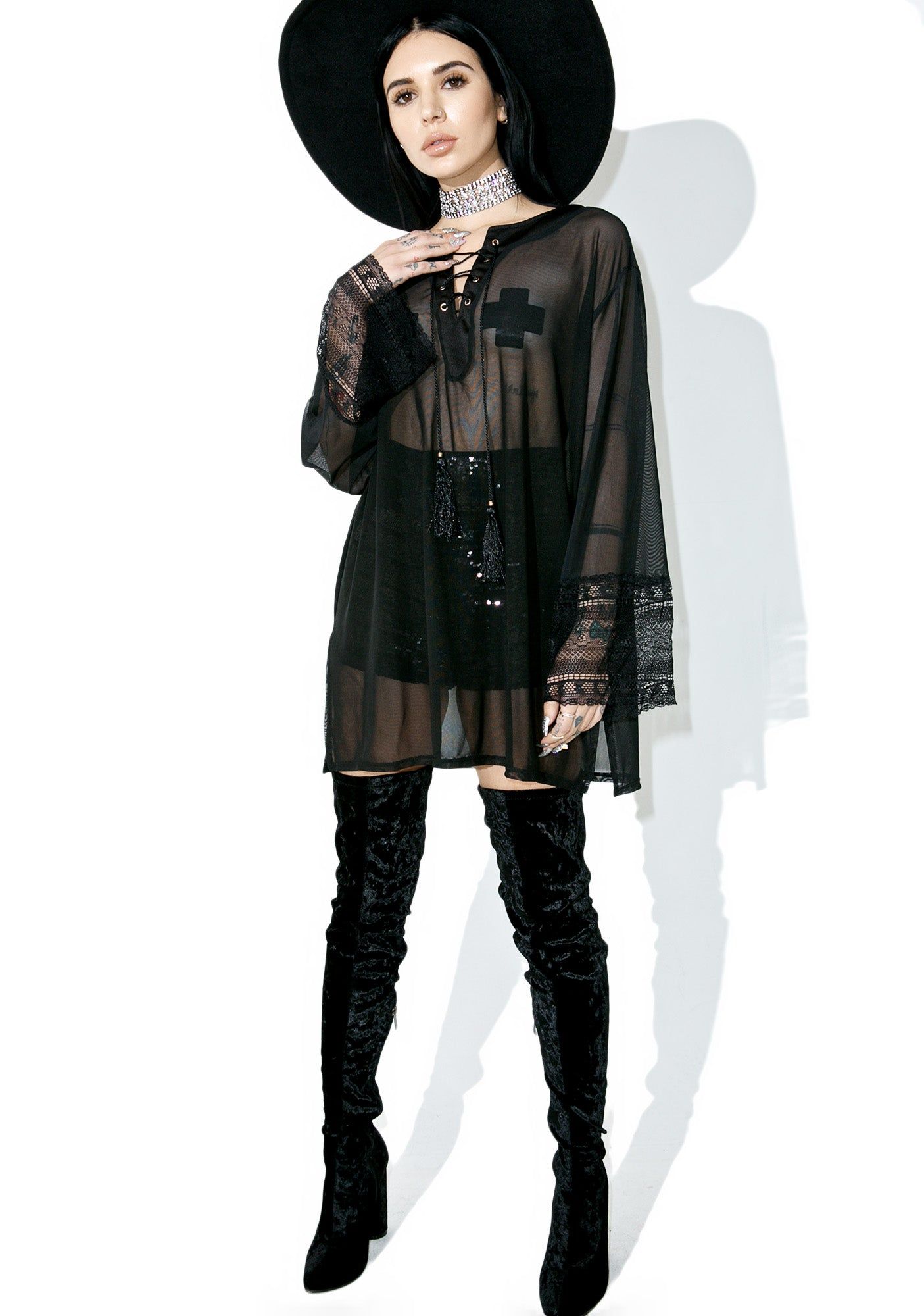 Obsidian Sheer Tunic sold by Dolls Kill product image thumbnail 4