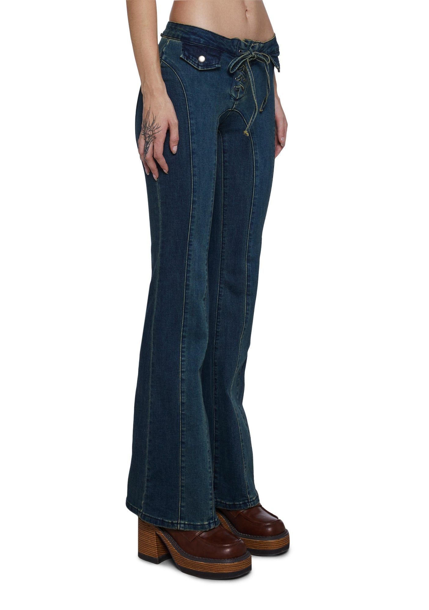 Hillside Sweetheart Denim Flare Pants sold by Dolls Kill product image thumbnail 3