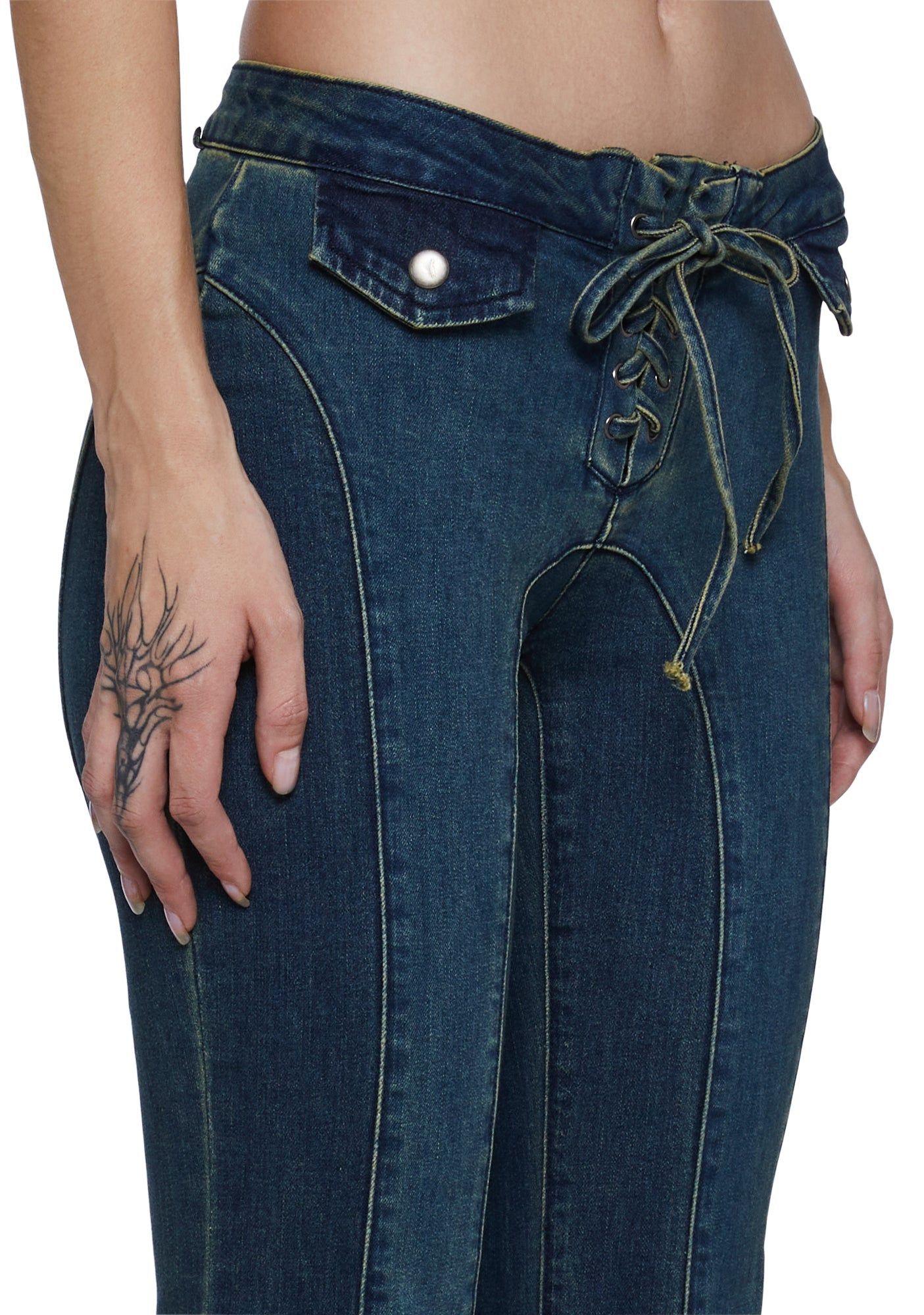 Hillside Sweetheart Denim Flare Pants sold by Dolls Kill product image thumbnail 5