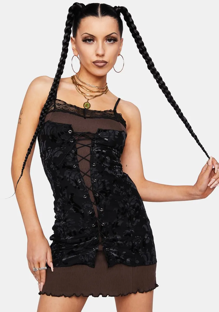 Black Burn Mini Dress sold by Dolls Kill