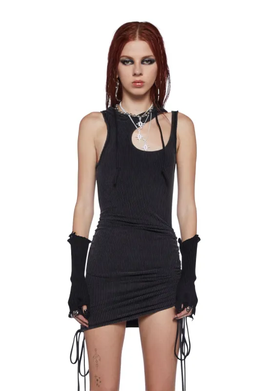 Fader Hooded Washed Mini Dress sold by Dolls Kill