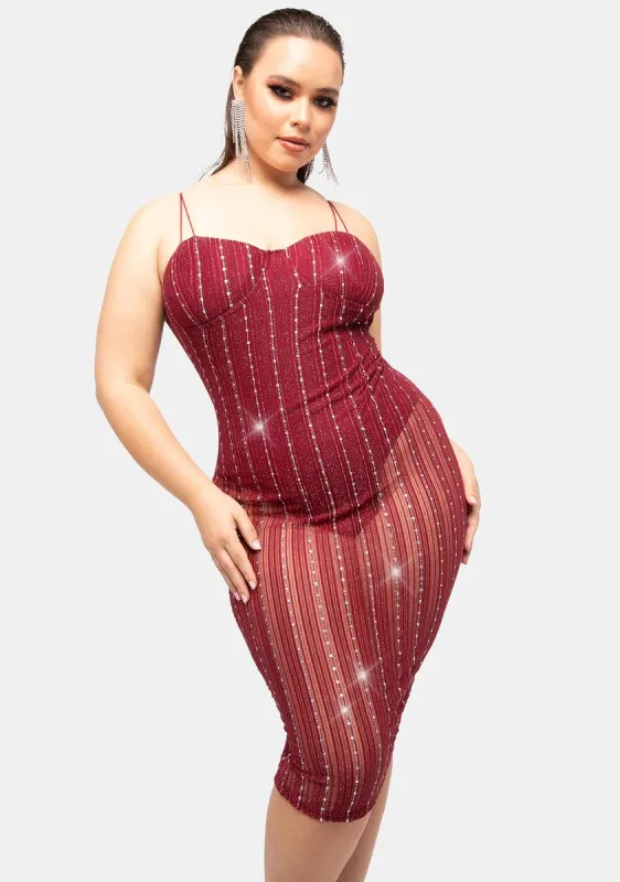 Plus Ruby Wild Eyed Flirt Glitter Midi Dress sold by Dolls Kill