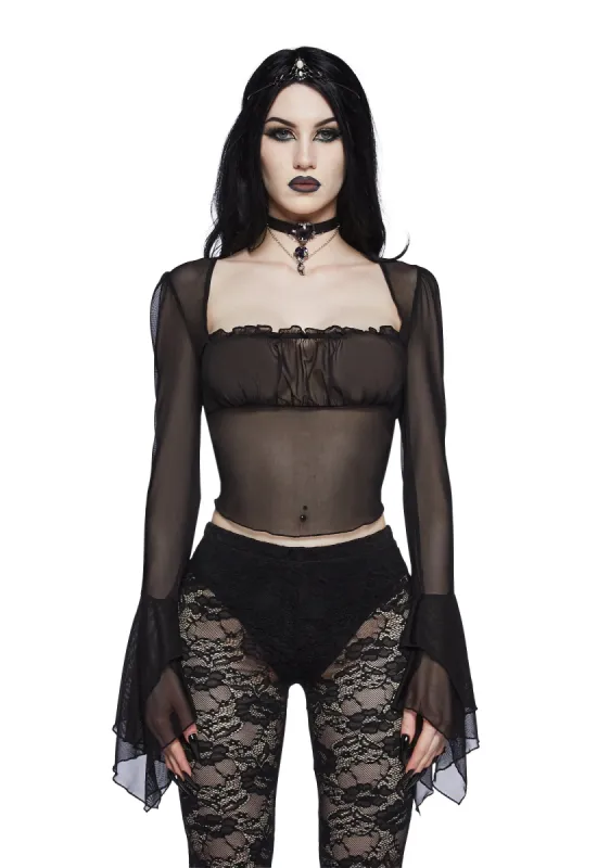 Into The Shadows Crop Top - Black sold by Dolls Kill