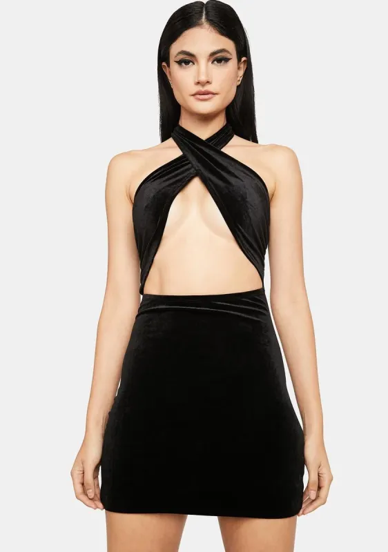 Noir Hand It Over Velvet Dress sold by Dolls Kill