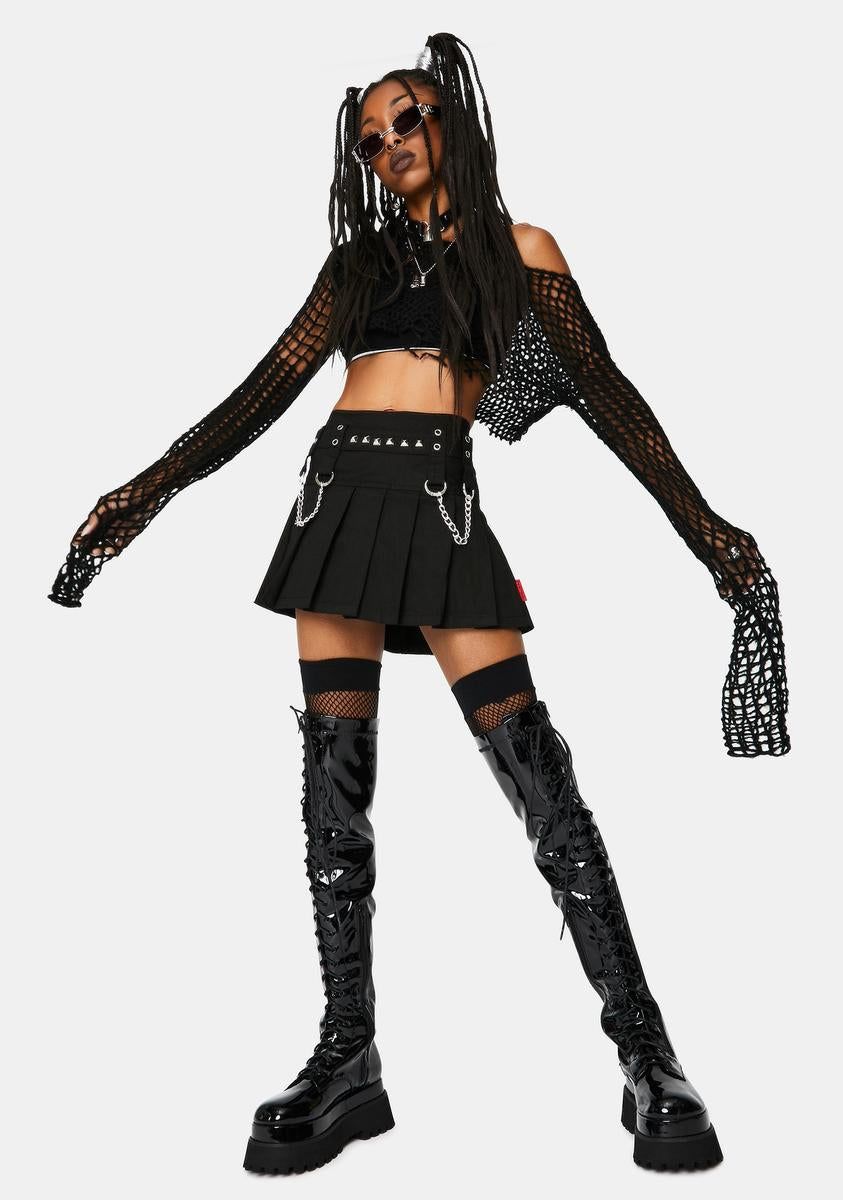 Black Stud And Chain Mini Skirt sold by Dolls Kill product image thumbnail 3