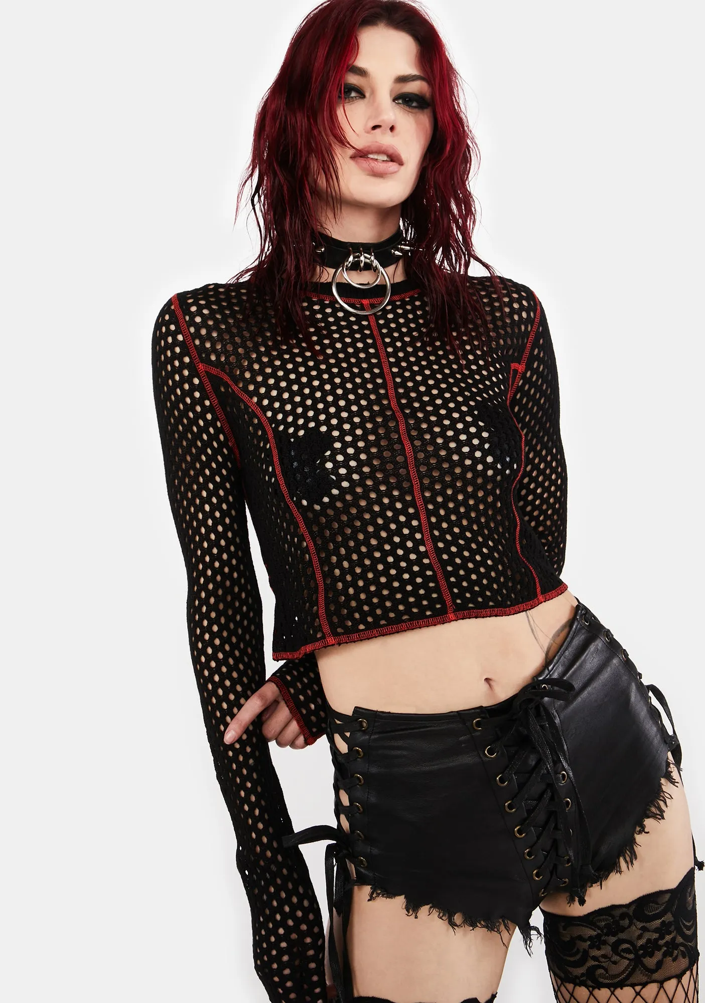 Cropped Contrast Seam Top sold by Dolls Kill