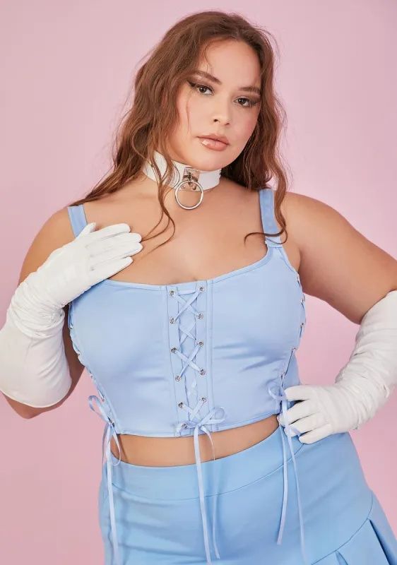Plus Thinking Of You Lace Up Bustier sold by Dolls Kill
