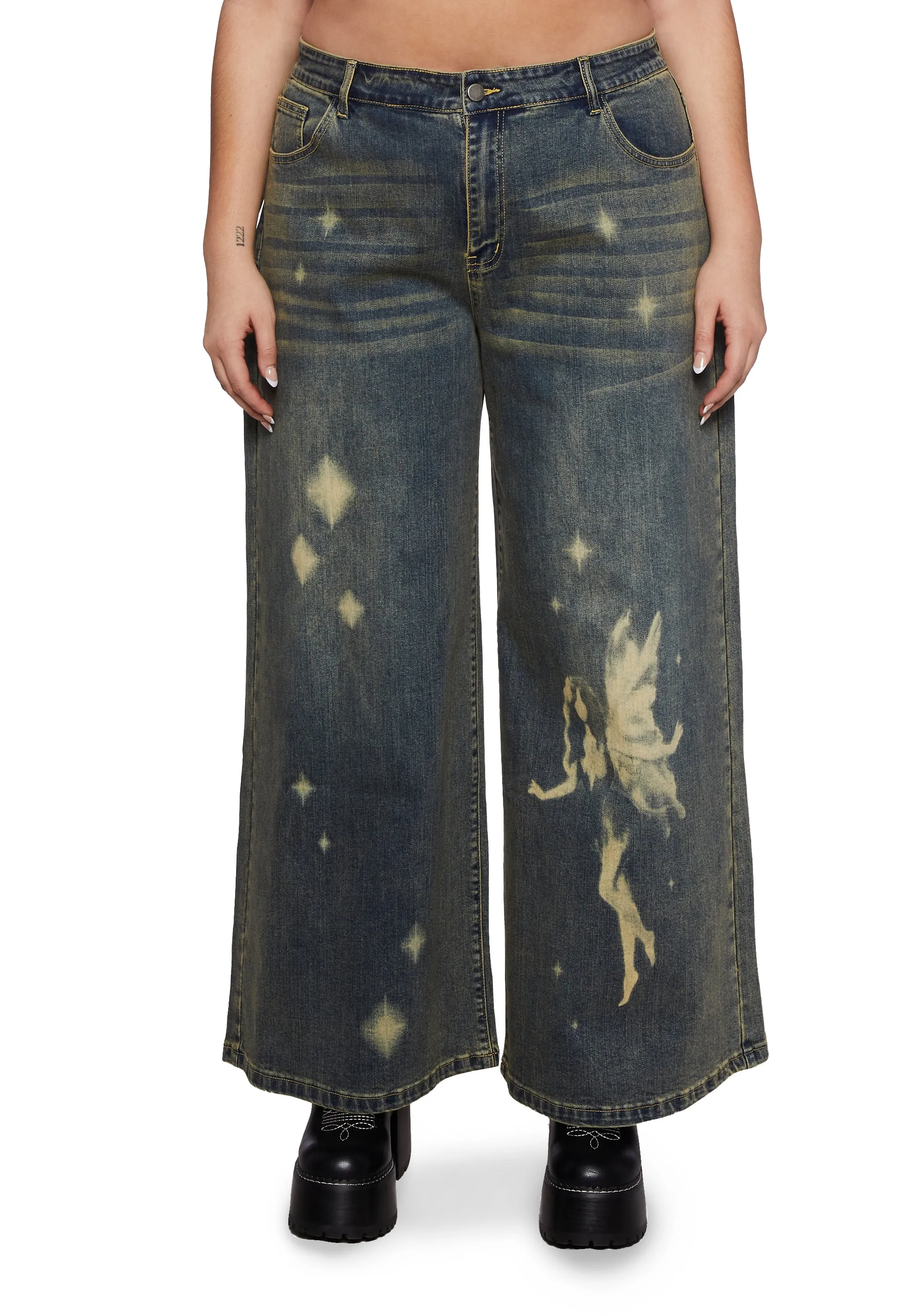 Plus Fae Sightings Wide Leg Jeans sold by Dolls Kill
